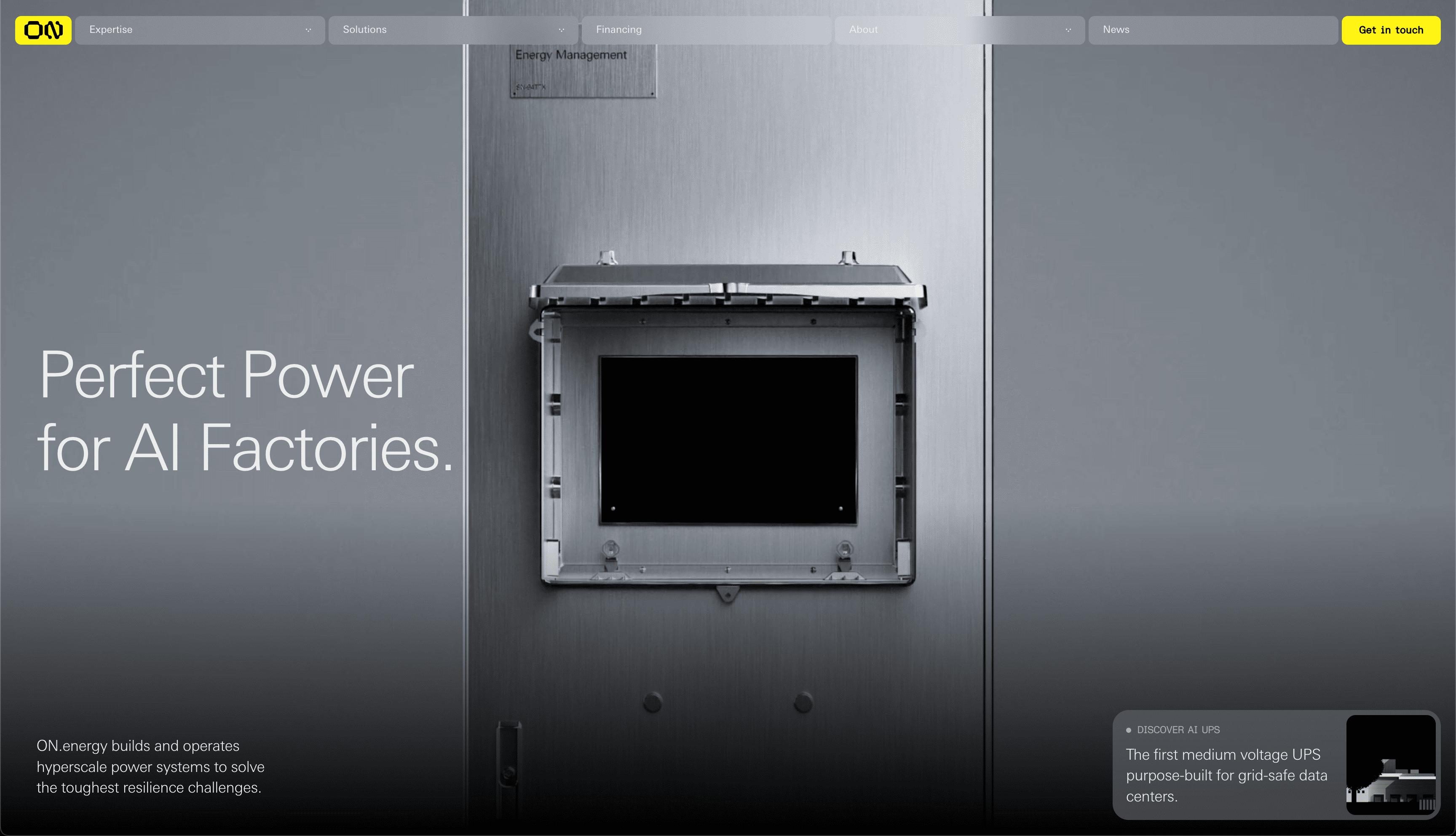 Screenshot of the ON Energy website